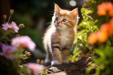 Naklejka na ściany i meble Garden Fantasy of a Playful Kitten