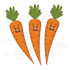 illustration of isolated 3 carrots on white background