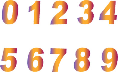 fluffy colorful numbers for decoration on transparent
