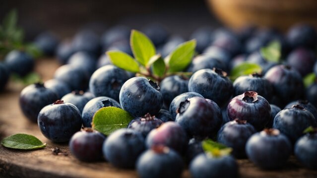 Close up high resolution image of fresh and sweet blueberry. Generative AI.