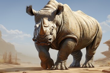 Fototapeta premium Radiant Rhino Clipart Watercolor Painting
