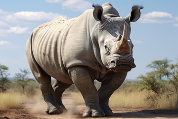 Fototapeta premium Radiant Rhino Clipart Watercolor Painting