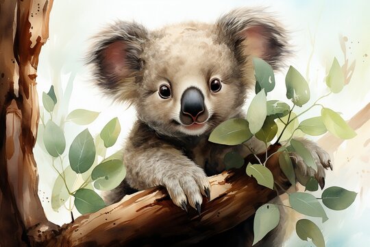 Smiling Koala Clipart Watercolor