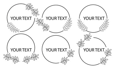 Set of circle floral frame. Border for banner, wedding, greeting card design. 