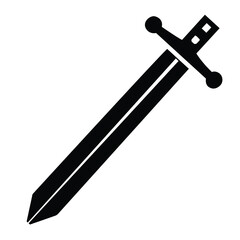 Sword black flat silhouette vector. Black sword isolated vector illustration.