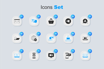 Set Video chat conference, Question and Answer, and icon. Vector