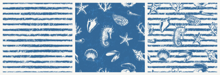 Marine colorful set pattern seamless © DGIM studio