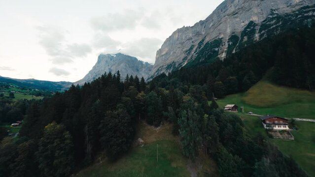 Fpv drone climbing the Mattenberg in Grindelwald Switzerland cinematic drone flying