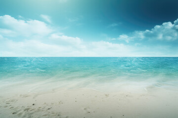 Beautiful sandy beach with blue sky background