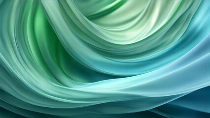 Fototapeta premium Rotating, silky and translucent, with a beautiful green and blue background