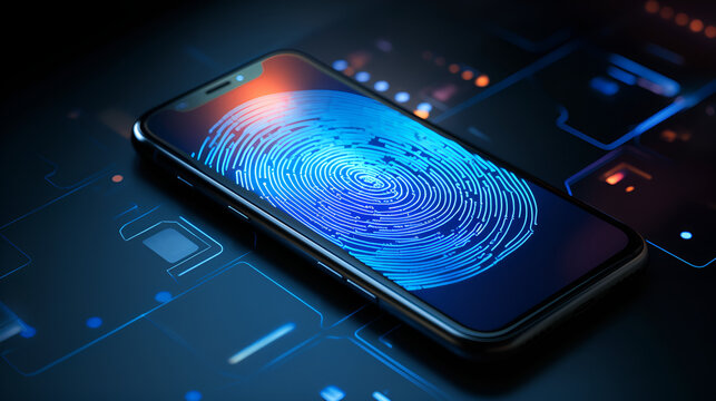Dark Background Technology: Smartphone Fingerprint Scanner,phone with blue screen