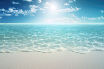 Beautiful sandy beach with blue sky background