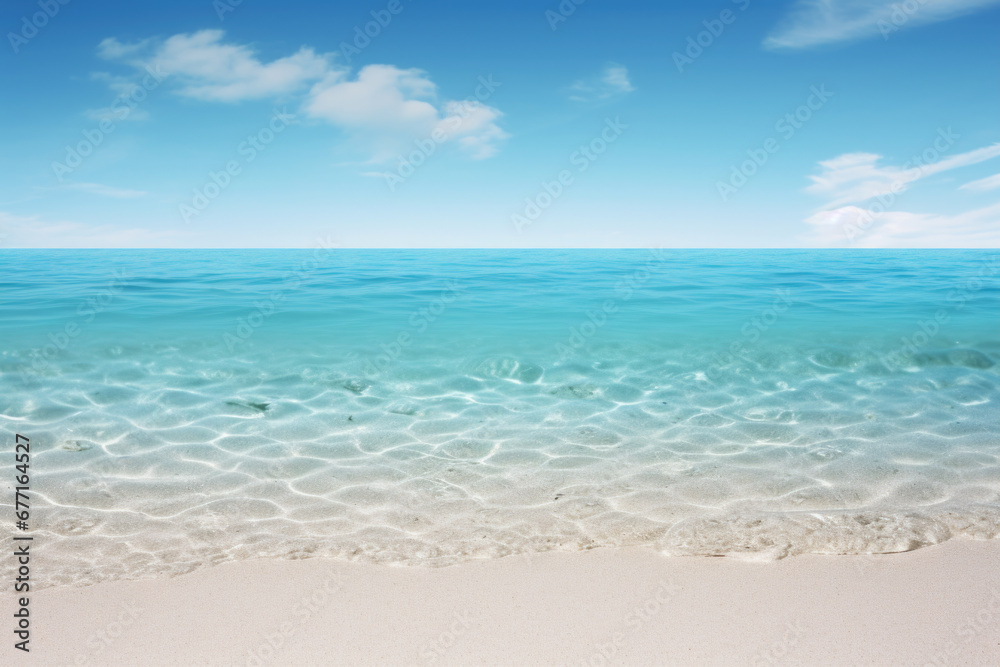 Sticker Beautiful sandy beach with blue sky background