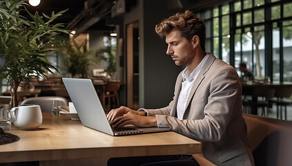 businessman working on laptop in the office
