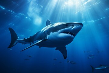 Obraz premium a great shark swimming in the ocean