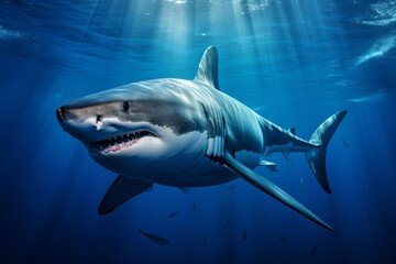 Fototapeta premium a great shark swimming in the ocean