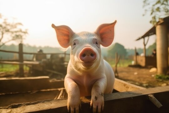 A Small pig standing in the farm