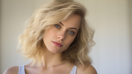 pretty woman with white hair created with Generative AI technology