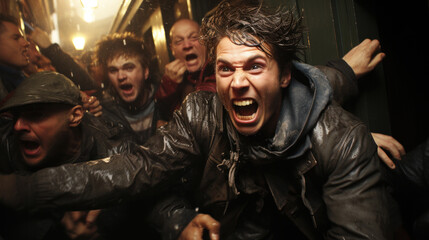 Fototapeta premium hooligans are screaming created with Generative AI technology