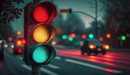 traffic light in vibrant colors created with Generative AI technology