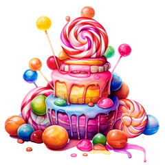 Set of several sweets and candies
transparent background