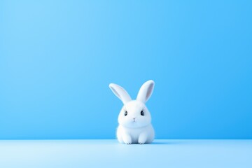 Une illustration d'un petit lapin blanc sur un fond bleu