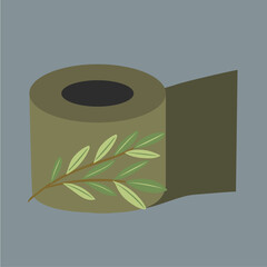 Flat Design Illustration with Green Toilet Paper