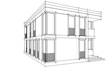 architectural sketch vector 3d illustration