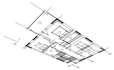 architectural sketch vector 3d illustration