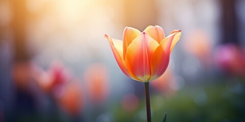 A single tulip flower with blurred background