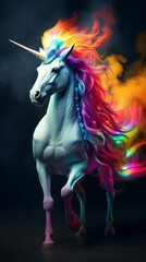Fototapeta na wymiar Beautiful unicorn with rainbow hair