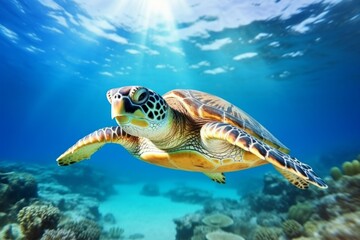 Obraz na płótnie Canvas Turtle in the Deep ocean