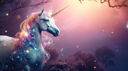 Beautiful unicorn with rainbow hair