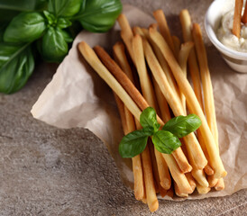 italian grissini breadsticks for a snack