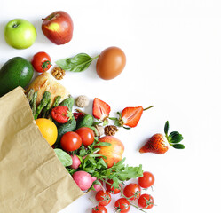 shopping package organic products - fruits and vegetables