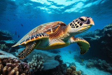 Obraz na płótnie Canvas Turtle in the Deep ocean