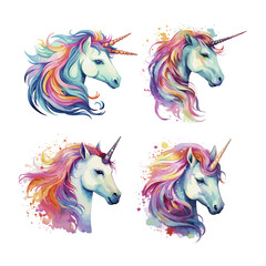 Slats personalizados com sua foto Watercolor cute cartoon unicorn