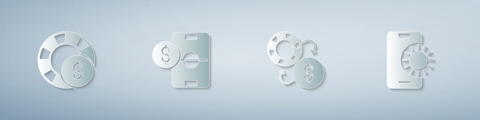 Obraz premium Set Casino chips, Football betting money, exchange and Online sports. Paper art style. Vector