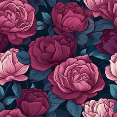 A Seamless and Detailed Pattern of Roses