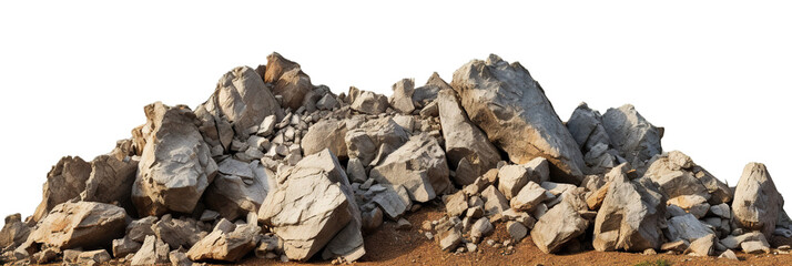 Rocky, rugged landscape with stones, cut out
