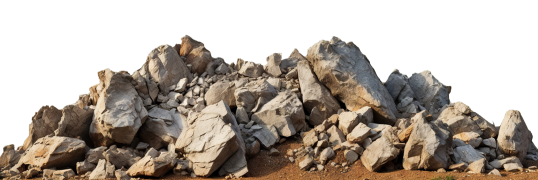 Rocky, rugged landscape with stones, cut out