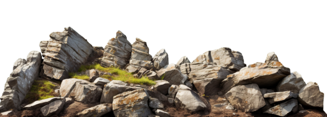 Rocky, rugged landscape with stones, cut out