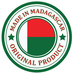 Madagascar. The sign premium quality. Original product. Framed with the flag of the country