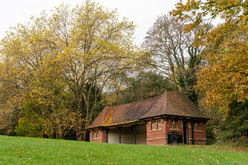 Rest stop at Jesmond Dene, Newcastle upon Tyne, UK in Autumn or Fall