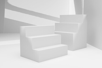 Front view of 3D render cross white stairway abstract background