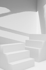 Front view of 3D render cross white stairway abstract background