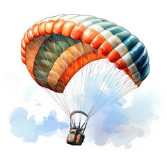 watercolor Paraglider clipart, Generative Ai