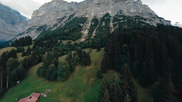 Fpv drone climbing the Mattenberg in Grindelwald Switzerland cinematic drone flying