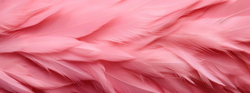 Close-up of delicate pink feathers soft texture.