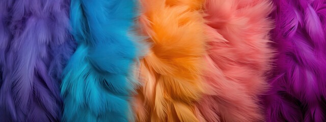 Array of colorful furs arranged artistically showcasing intricate patterns.